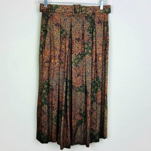 Vintage Multicolor Paisley Maxi Skirt with Belt